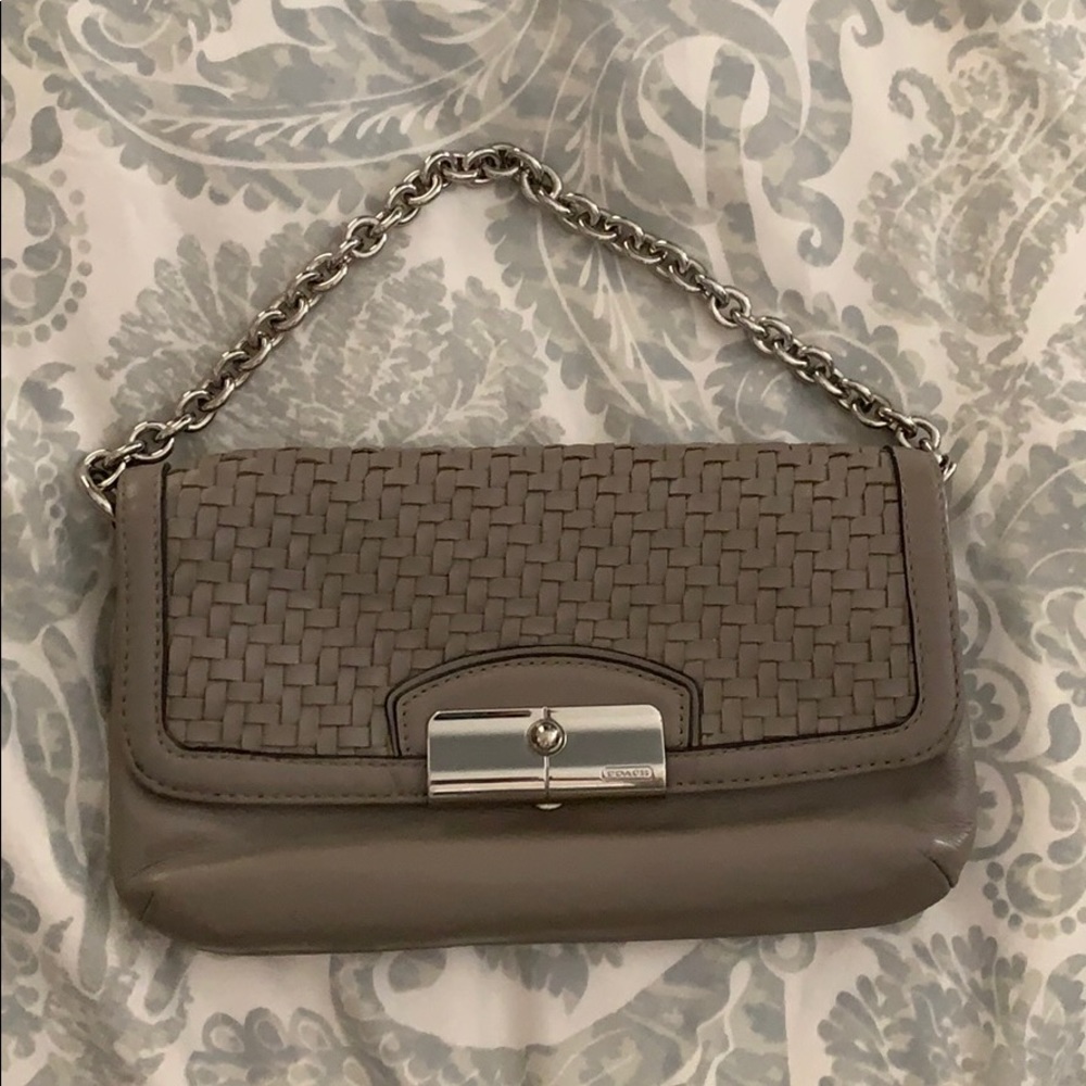 GREY/beige COACH clutch